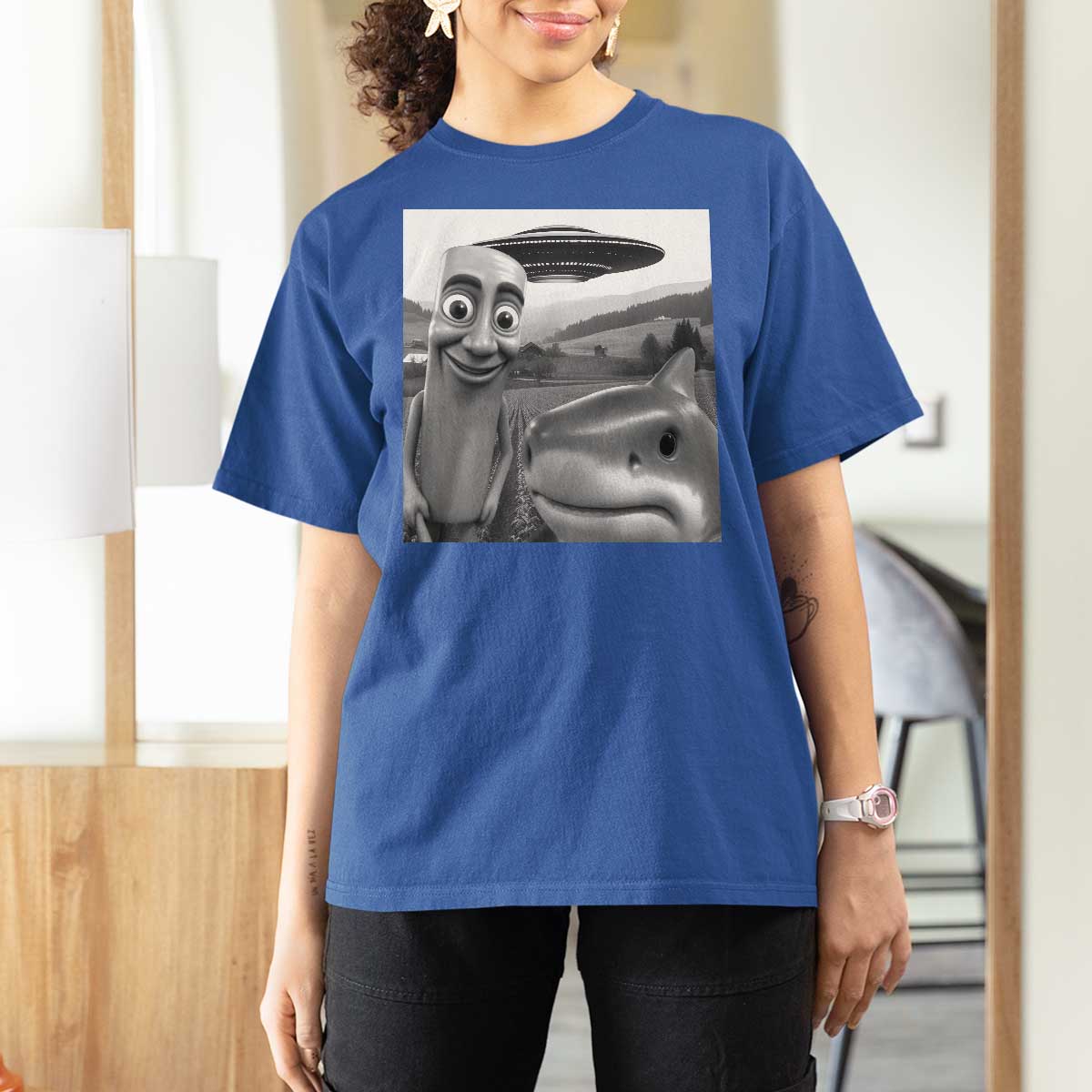 Funny Italian Brainrot Meme T Shirt For Women Funny Tung Tung Tung Sahur Tralalero Tralala Selfie