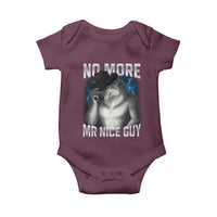 Funny Alpha Wolf Baby Onesie No More Mr Nice Guy Unhinged Brainrot Meme Vintage Bootleg - Wonder Print Shop