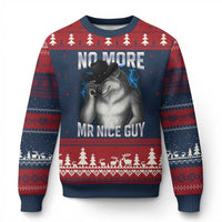 Funny Alpha Wolf Ugly Christmas Sweater No More Mr Nice Guy Unhinged Brainrot Meme Vintage Bootleg - Wonder Print Shop