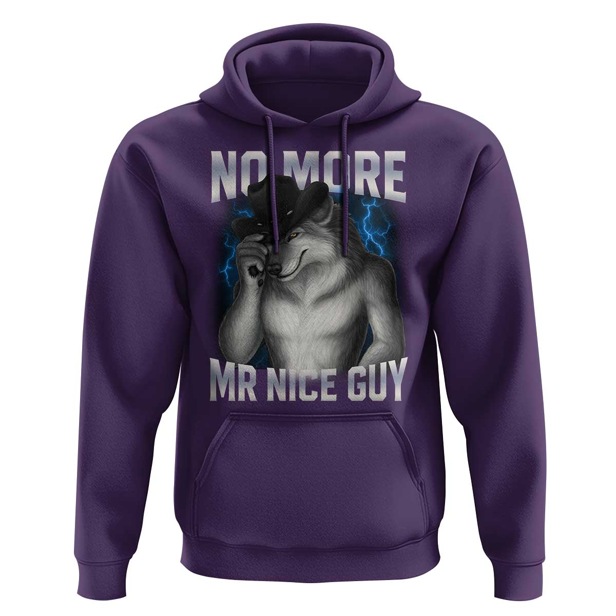 Funny Alpha Wolf Hoodie No More Mr Nice Guy Unhinged Brainrot Meme Vintage Bootleg - Wonder Print Shop