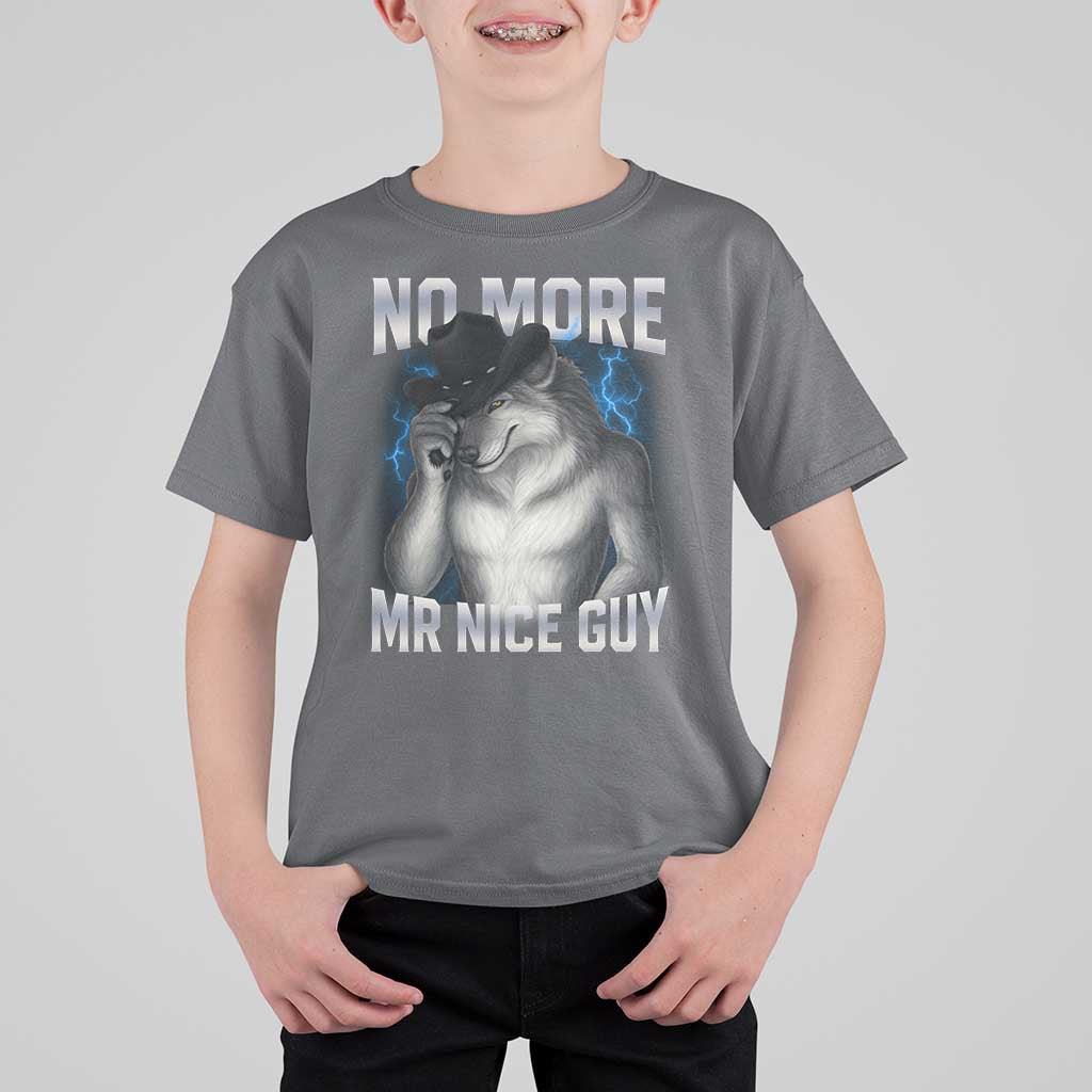 Funny Alpha Wolf T Shirt For Kid No More Mr Nice Guy Unhinged Brainrot Meme Vintage Bootleg - Wonder Print Shop