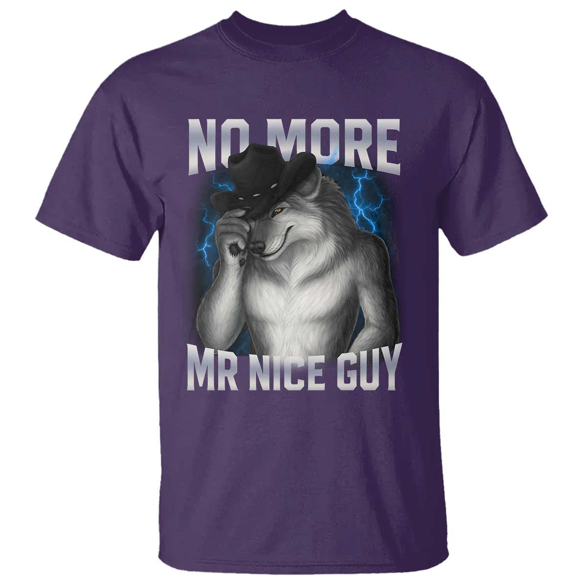 Funny Alpha Wolf T Shirt No More Mr Nice Guy Unhinged Brainrot Meme Vintage Bootleg - Wonder Print Shop