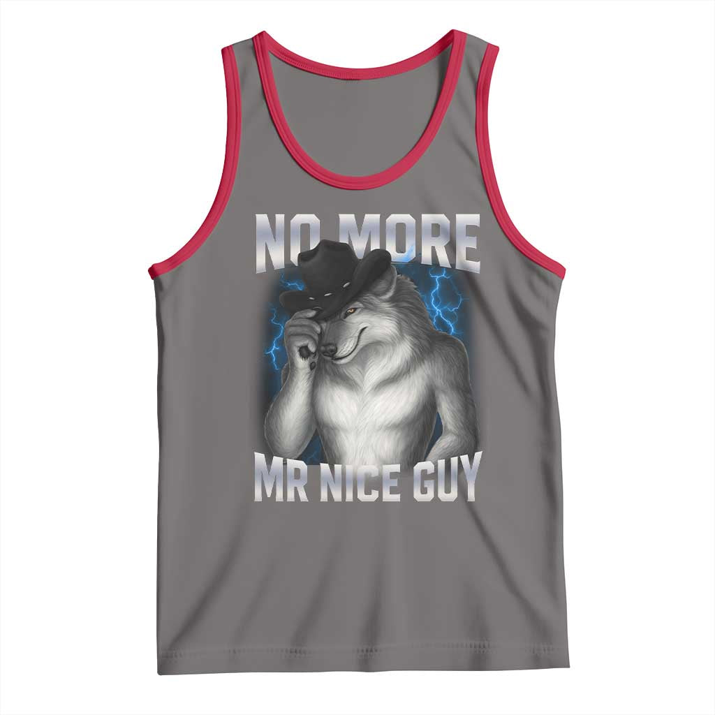 Funny Alpha Wolf Tank Top No More Mr Nice Guy Unhinged Brainrot Meme Vintage Bootleg - Wonder Print Shop