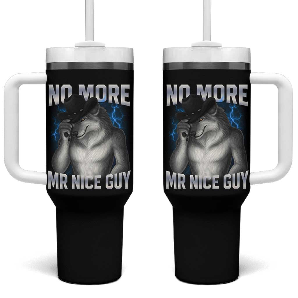 Funny Alpha Wolf Tumbler With Handle No More Mr Nice Guy Unhinged Brainrot Meme Vintage Bootleg - Wonder Print Shop