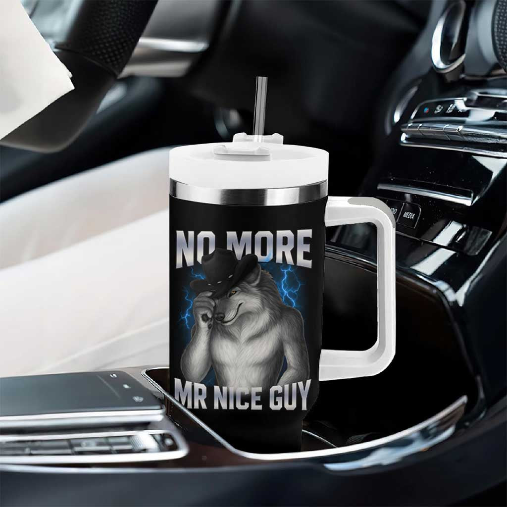 Funny Alpha Wolf Tumbler With Handle No More Mr Nice Guy Unhinged Brainrot Meme Vintage Bootleg - Wonder Print Shop