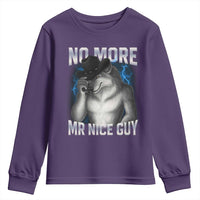 Funny Alpha Wolf Youth Sweatshirt No More Mr Nice Guy Unhinged Brainrot Meme Vintage Bootleg - Wonder Print Shop