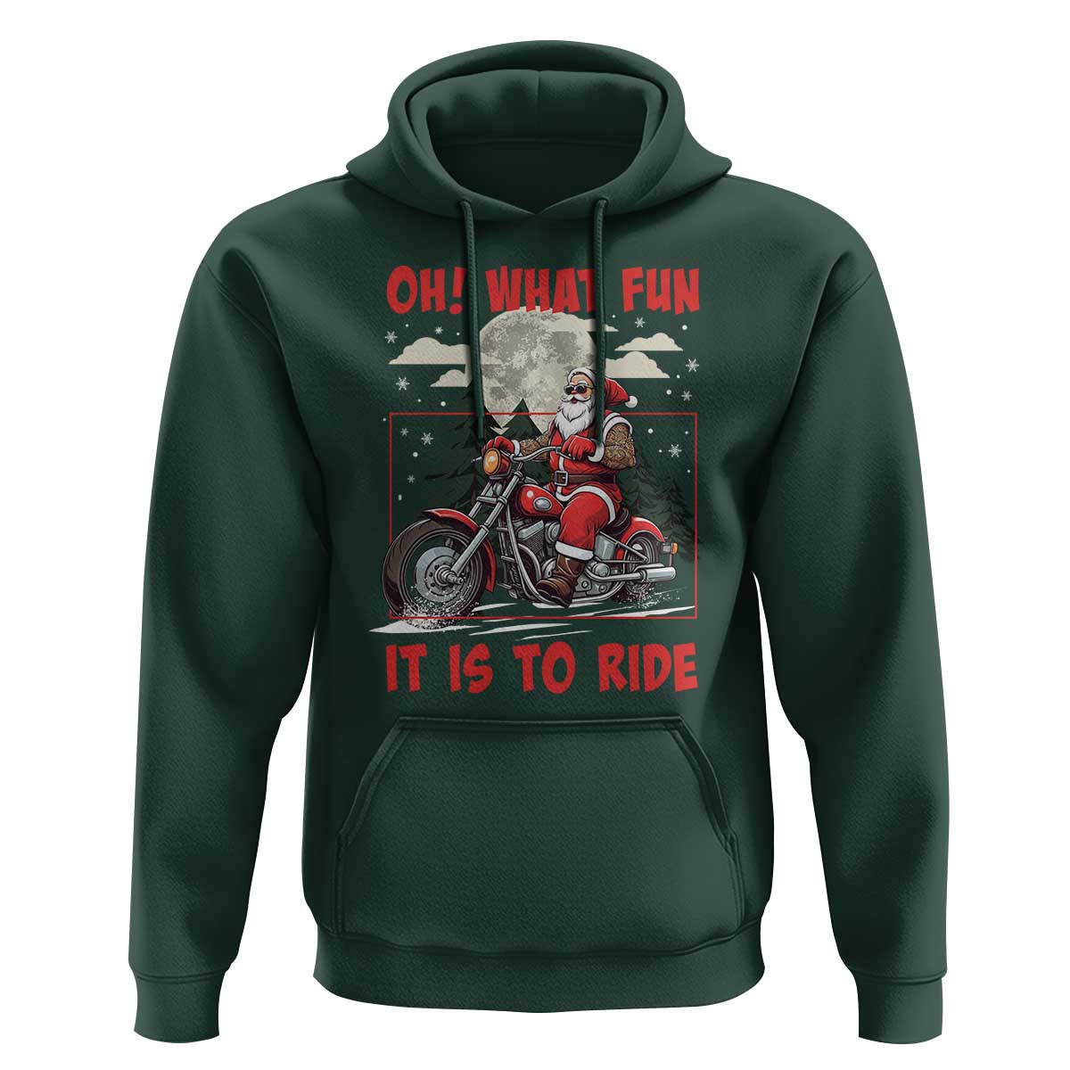Motorcycle Biker Santa Christmas Hoodie Oh What Fun It is To Ride