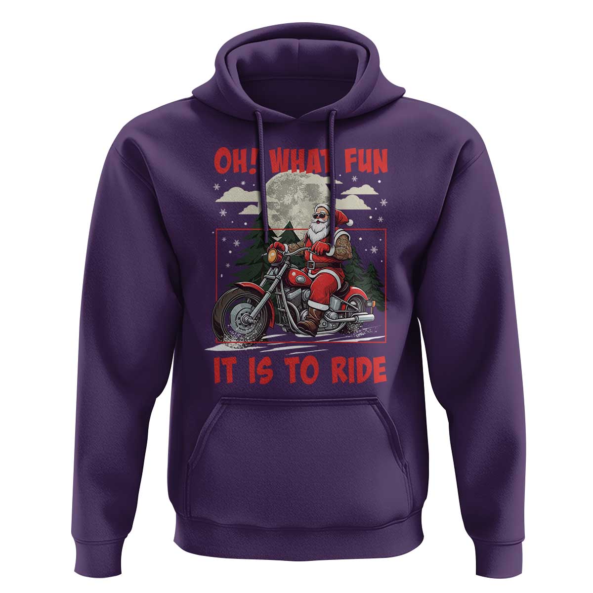 Motorcycle Biker Santa Christmas Hoodie Oh What Fun It is To Ride