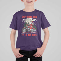 Motorcycle Biker Santa Christmas T Shirt For Kid Oh What Fun It is To Ride - Wonder Print Shop