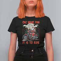 Motorcycle Biker Santa Christmas T Shirt For Women Oh What Fun It is To Ride - Wonder Print Shop