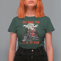 Motorcycle Biker Santa Christmas T Shirt For Women Oh What Fun It is To Ride - Wonder Print Shop
