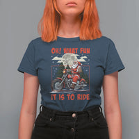 Motorcycle Biker Santa Christmas T Shirt For Women Oh What Fun It is To Ride - Wonder Print Shop