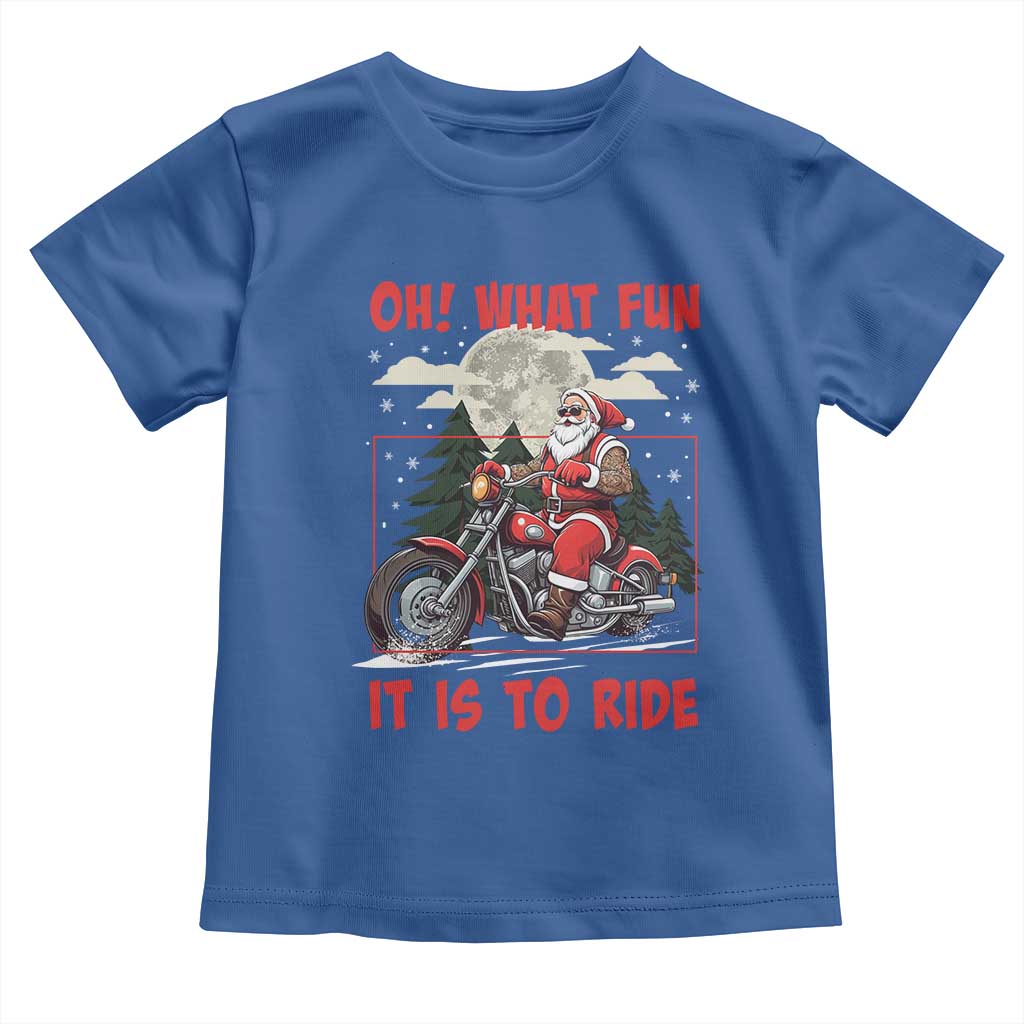 Motorcycle Biker Santa Christmas Toddler T Shirt Oh What Fun It is To Ride