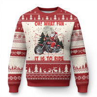 Motorcycle Biker Santa Xmas Ugly Christmas Sweater Oh What Fun It is To Ride - Wonder Print Shop