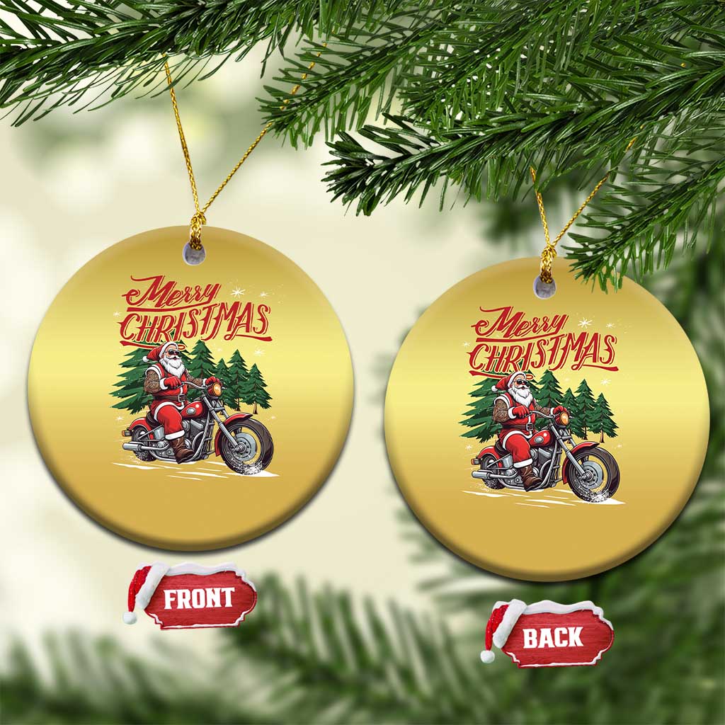 Christmas Motorcycle Santa Christmas Ornament Funny Motorbike Rider Grandpa Merry Xmas - Wonder Print Shop