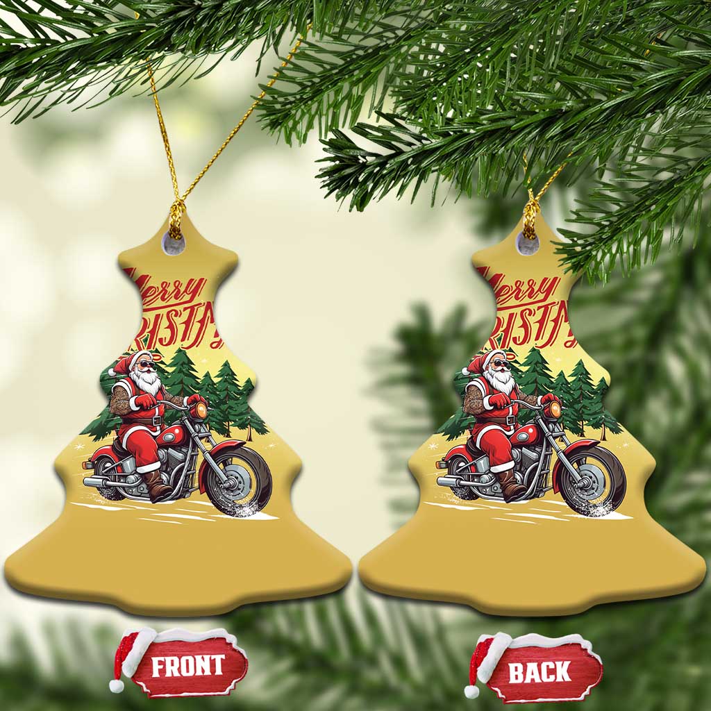 Christmas Motorcycle Santa Christmas Ornament Funny Motorbike Rider Grandpa Merry Xmas - Wonder Print Shop