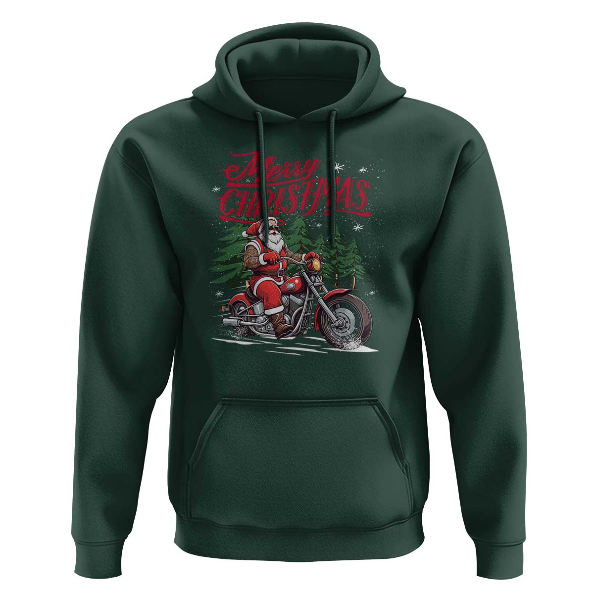 Christmas Motorcycle Santa Hoodie Funny Motorbike Rider Grandpa Merry Xmas