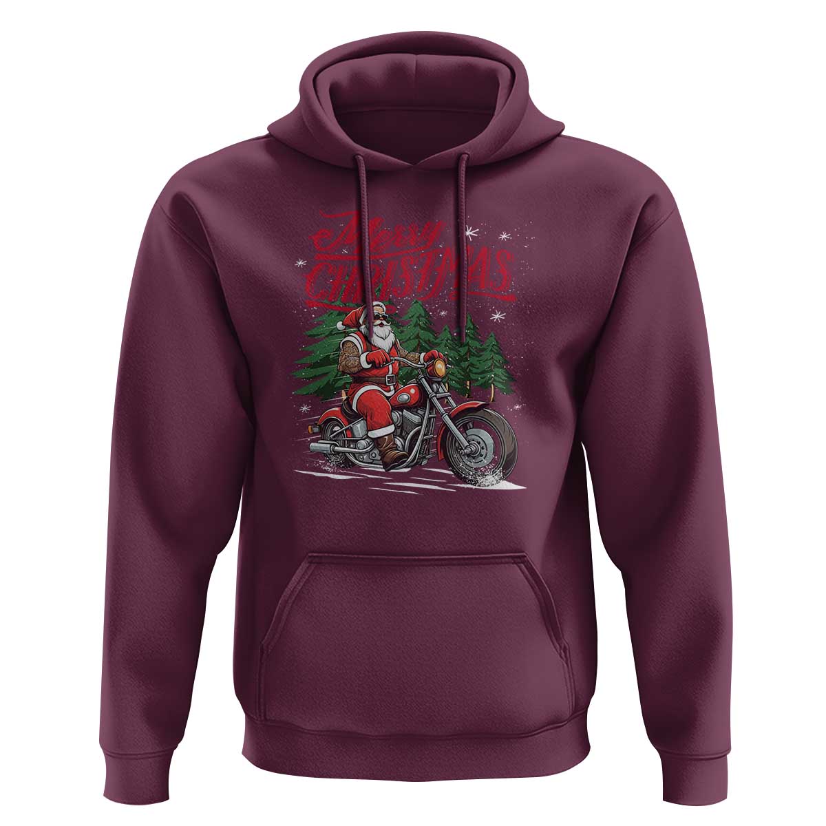 Christmas Motorcycle Santa Hoodie Funny Motorbike Rider Grandpa Merry Xmas