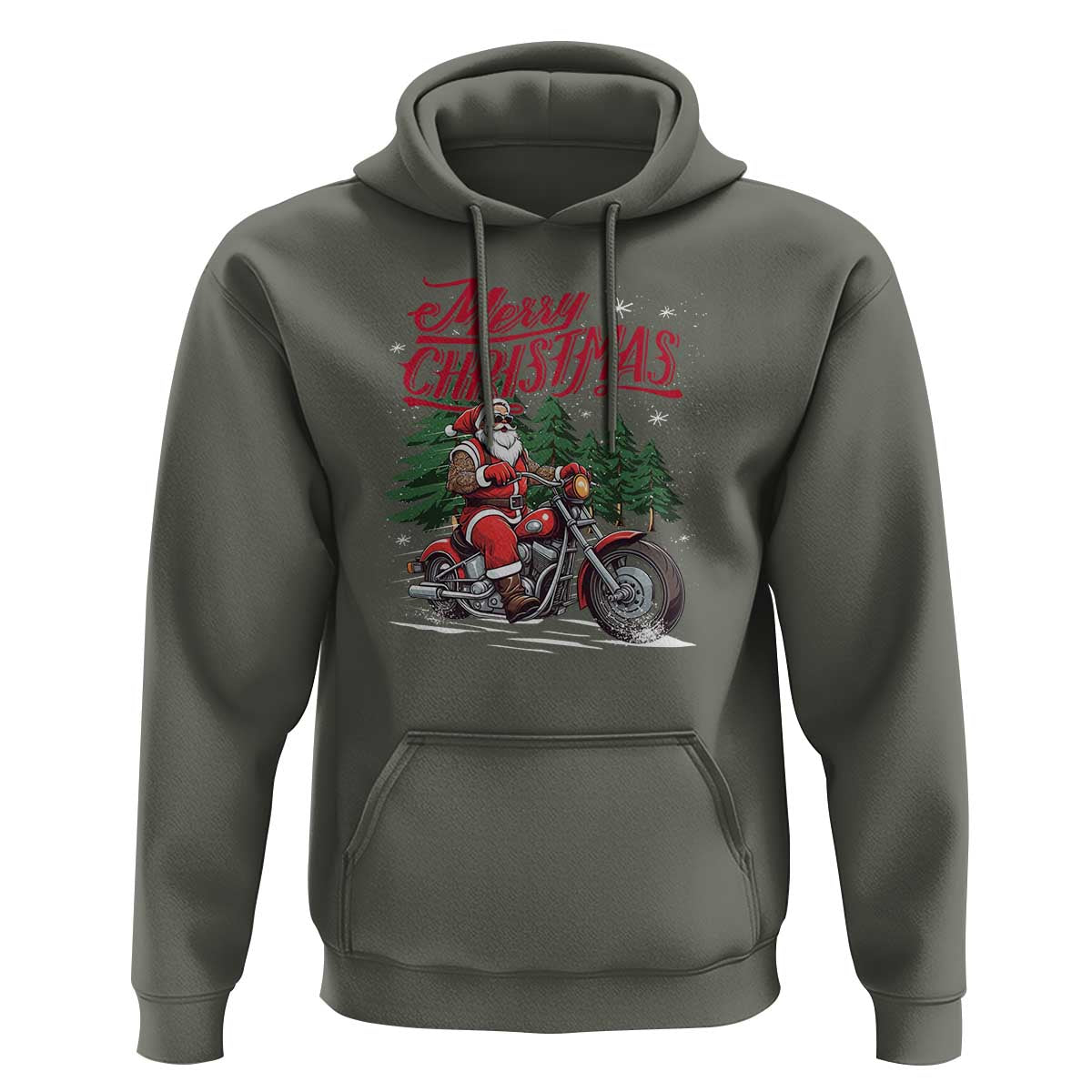 Christmas Motorcycle Santa Hoodie Funny Motorbike Rider Grandpa Merry Xmas