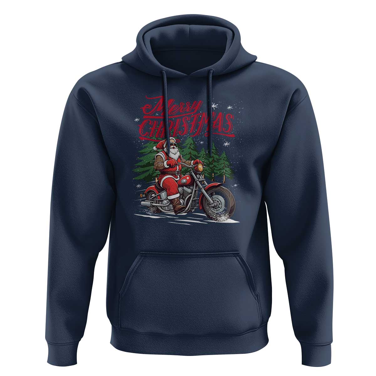 Christmas Motorcycle Santa Hoodie Funny Motorbike Rider Grandpa Merry Xmas