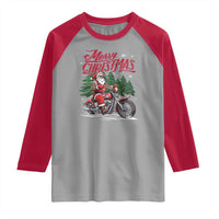 Christmas Motorcycle Santa Raglan Shirt Funny Motorbike Rider Grandpa Merry Xmas