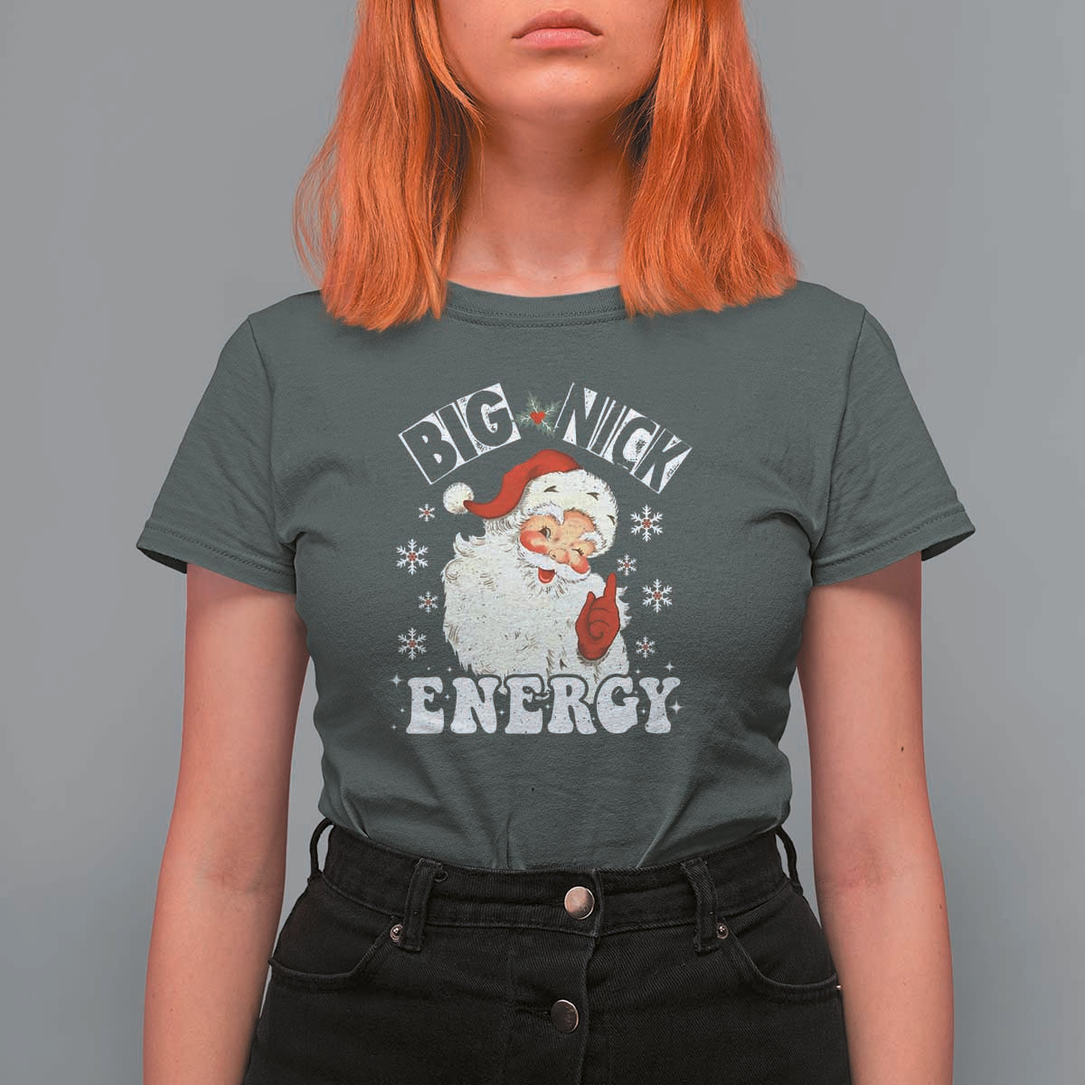Christmas Santa T Shirt For Women Big Nick Energy - Wonder Print Shop