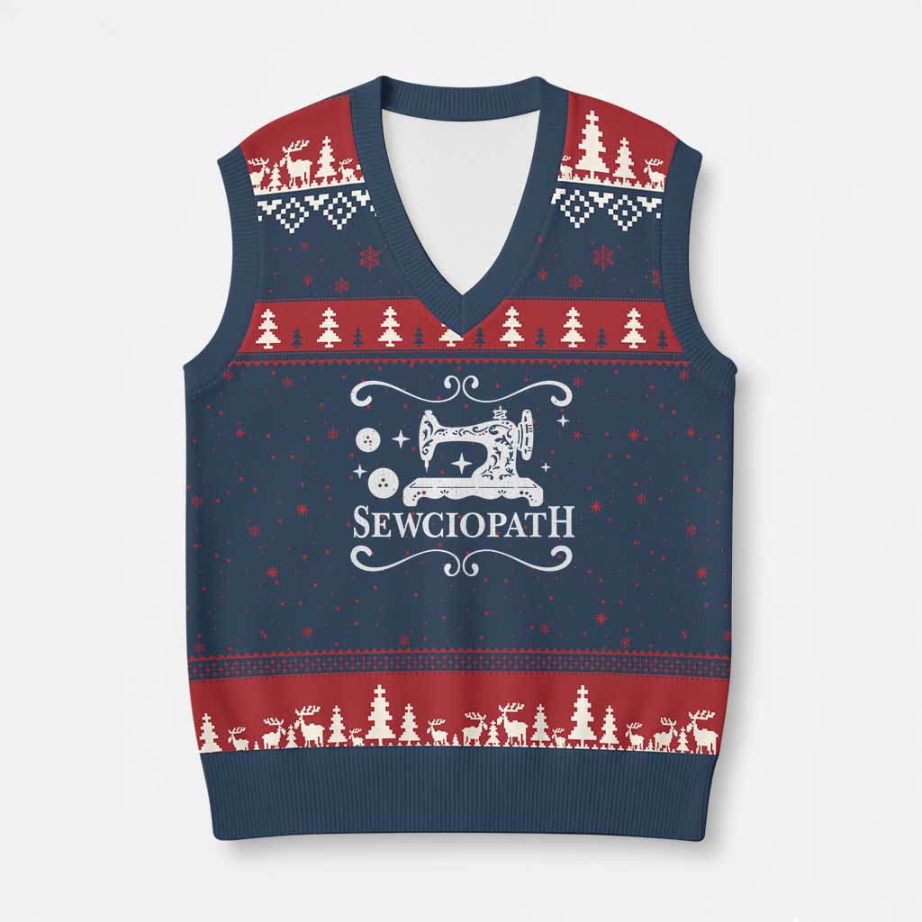 Sewing Lover V-Neck Knit Sweater Vest Sewciopath Quilter Gift