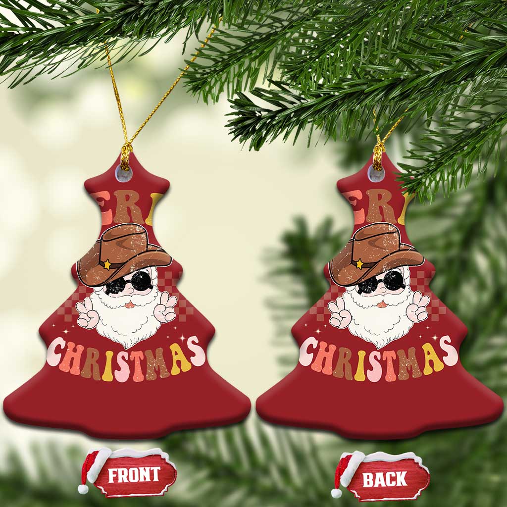 Cowboy Christmas Ornament Vintage 90s Western Groovy Santa Claus Xmas Vibes - Wonder Print Shop