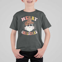 Christmas Cowboy T Shirt For Kid Vintage 90s Western Groovy Santa Claus Xmas Vibes - Wonder Print Shop