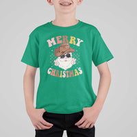 Christmas Cowboy T Shirt For Kid Vintage 90s Western Groovy Santa Claus Xmas Vibes - Wonder Print Shop