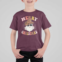 Christmas Cowboy T Shirt For Kid Vintage 90s Western Groovy Santa Claus Xmas Vibes - Wonder Print Shop