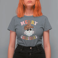 Christmas Cowboy T Shirt For Women Vintage 90s Western Groovy Santa Claus Xmas Vibes - Wonder Print Shop