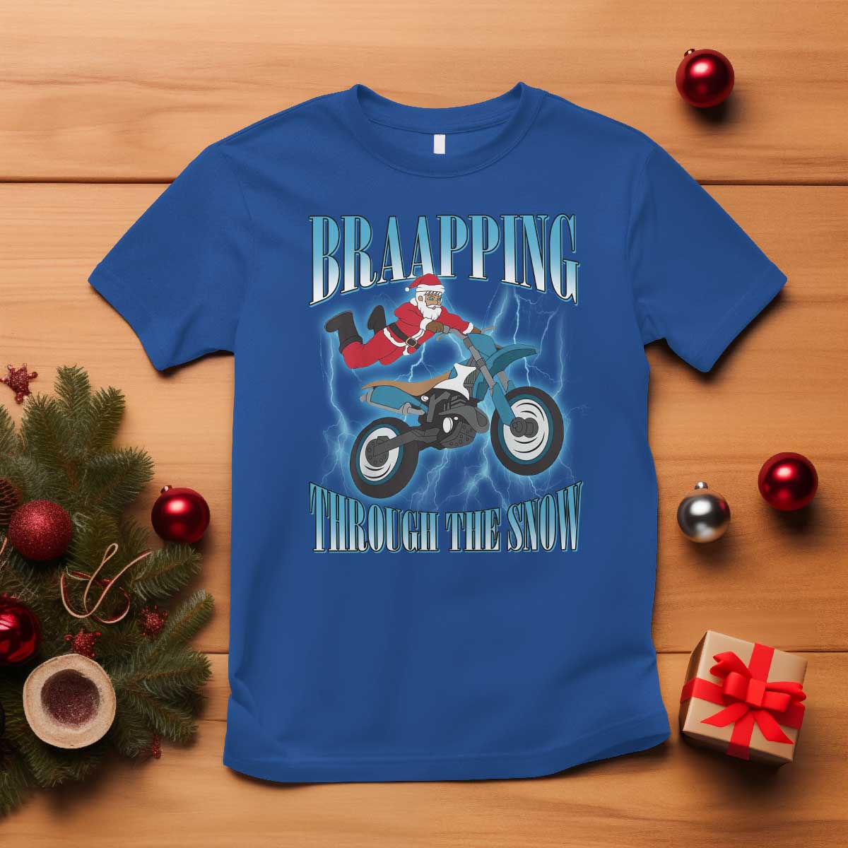 Dirt Bike Christmas T Shirt Brraaap Funny Motocross Biker Xmas Gift - Wonder Print Shop
