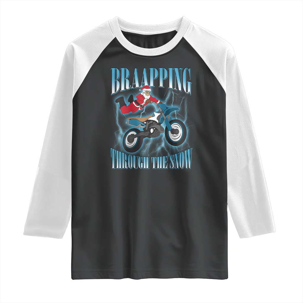 Dirt Bike Christmas Raglan Shirt Brraaap Funny Motocross Biker Xmas Gift