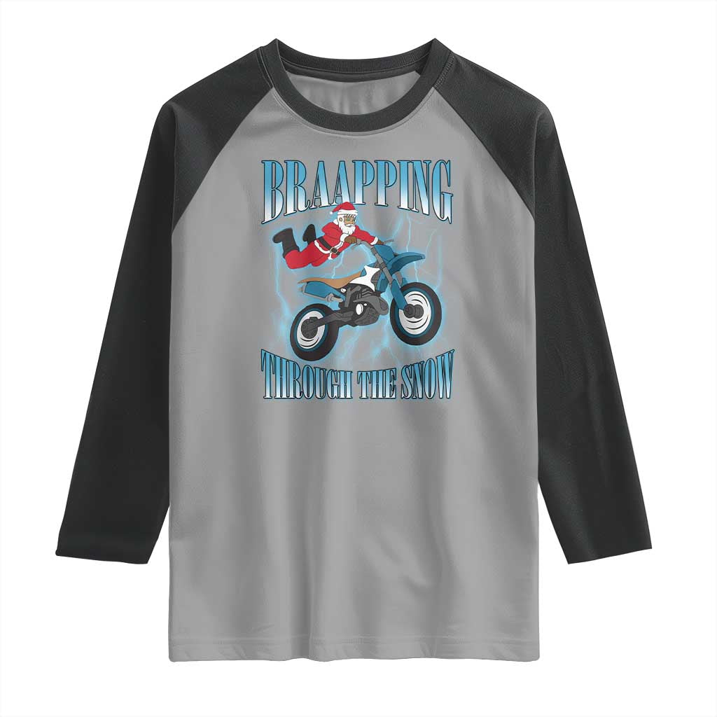 Dirt Bike Christmas Raglan Shirt Brraaap Funny Motocross Biker Xmas Gift