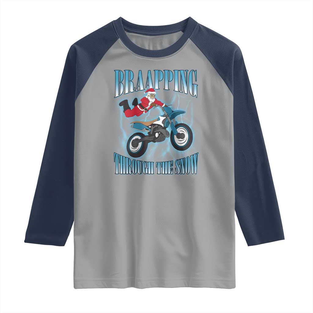 Dirt Bike Christmas Raglan Shirt Brraaap Funny Motocross Biker Xmas Gift