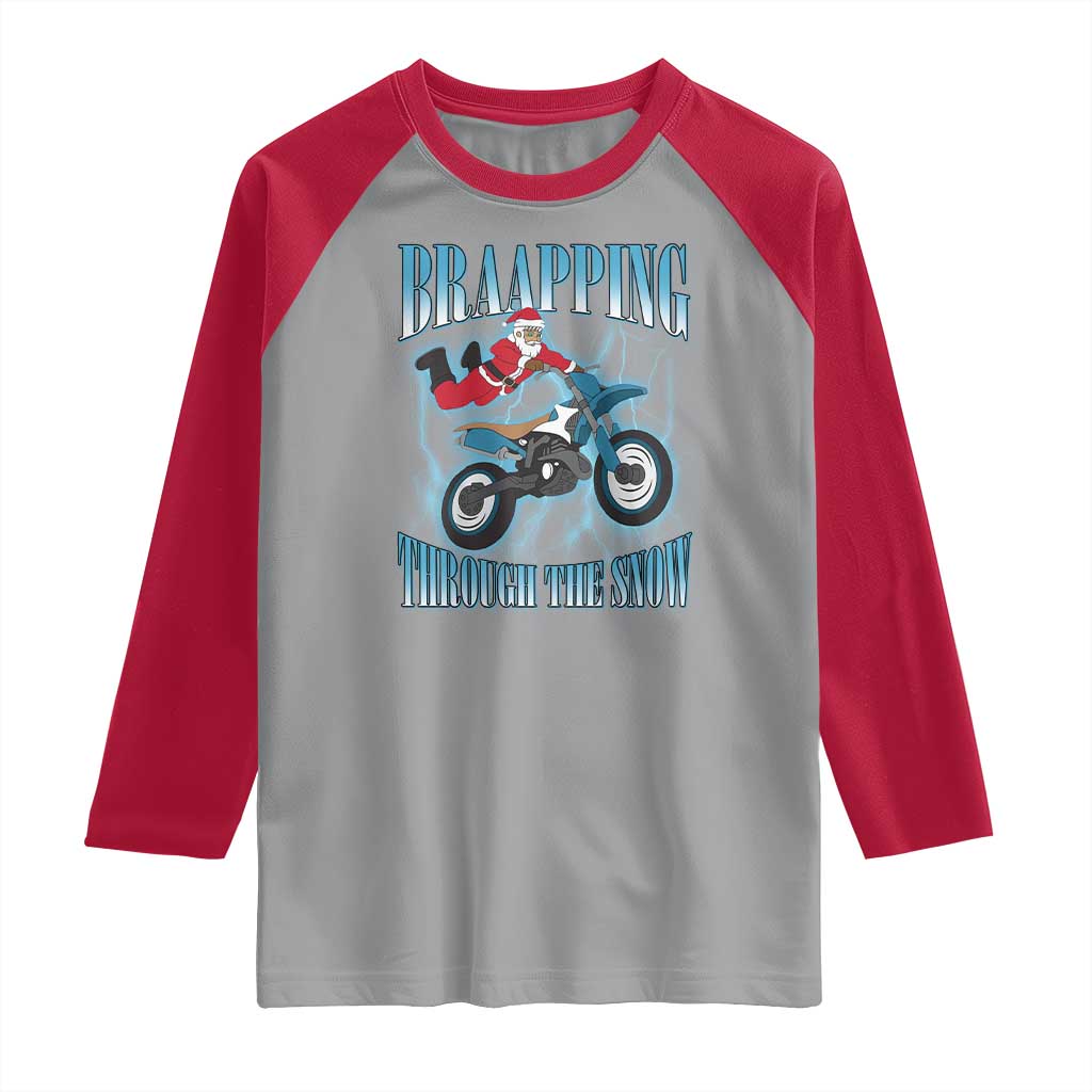 Dirt Bike Christmas Raglan Shirt Brraaap Funny Motocross Biker Xmas Gift