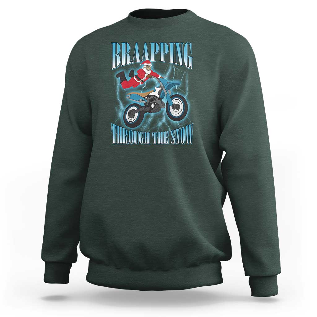 Dirt Bike Christmas Sweatshirt Brraaap Funny Motocross Biker Xmas Gift - Wonder Print Shop
