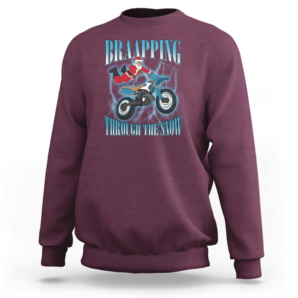 Dirt Bike Christmas Sweatshirt Brraaap Funny Motocross Biker Xmas Gift - Wonder Print Shop