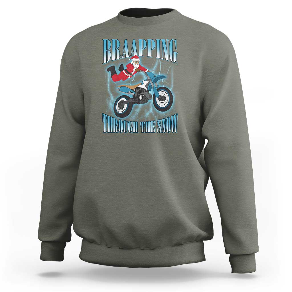 Dirt Bike Christmas Sweatshirt Brraaap Funny Motocross Biker Xmas Gift - Wonder Print Shop
