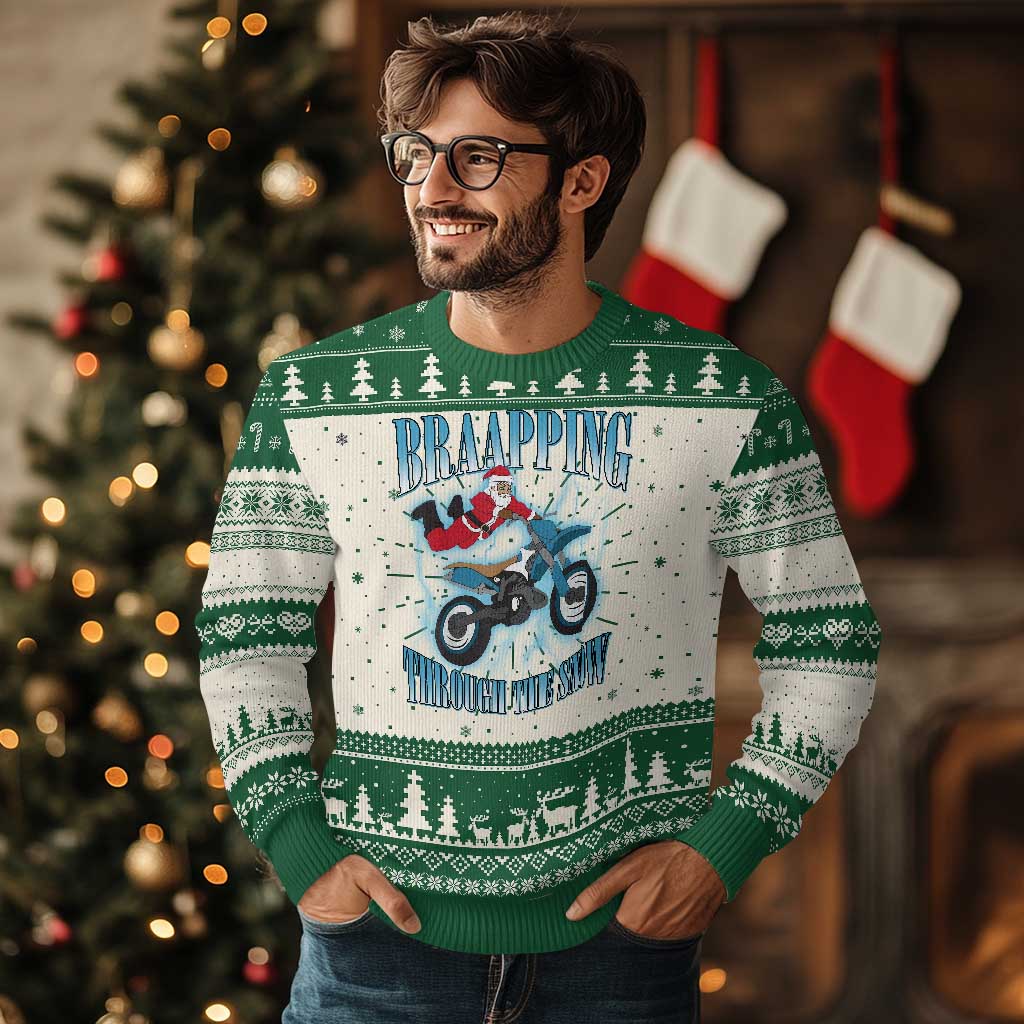 Dirt Bike Christmas Ugly Christmas Sweater Brraaap Funny Motocross Biker Xmas Gift - Wonder Print Shop