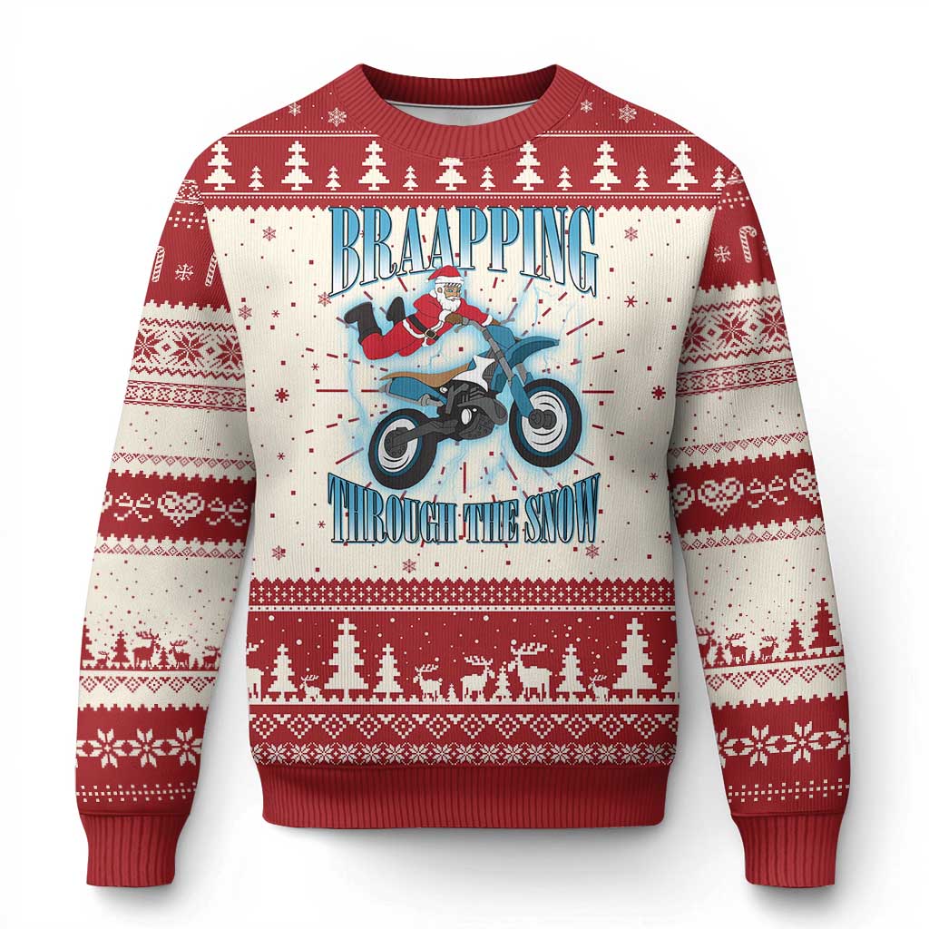 Dirt Bike Christmas Ugly Christmas Sweater Brraaap Funny Motocross Biker Xmas Gift - Wonder Print Shop