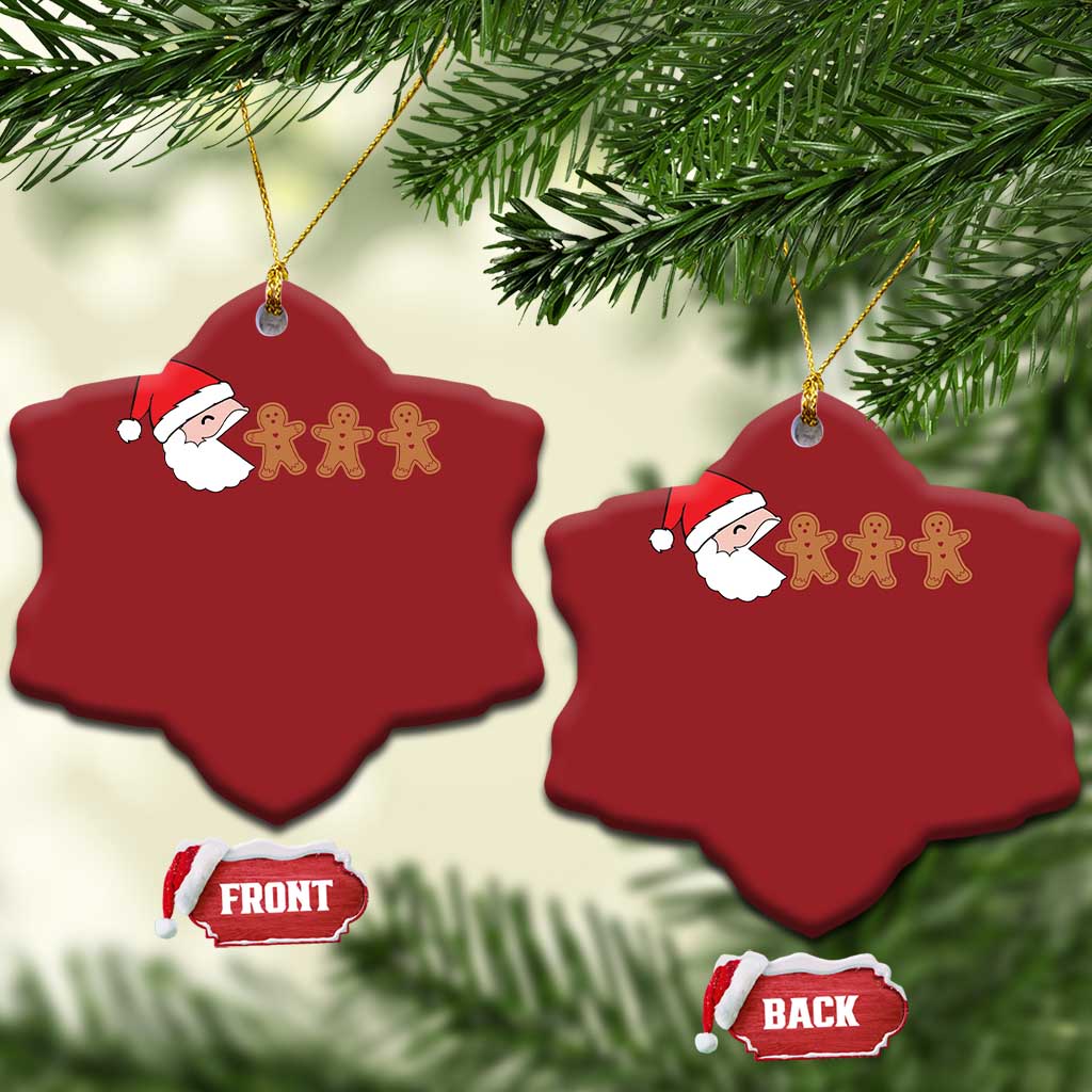 Funny Christmas Ornament Santa Eating Gingerbread Men Gamer Men Women Kids - Wonder Print Shop
