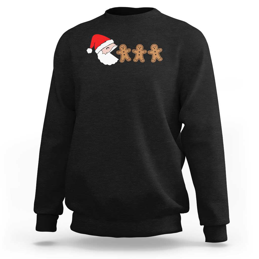 Funny Christmas Sweatshirt Santa Eating Gingerbread Men Gamer Men Women Kids - Wonder Print Shop