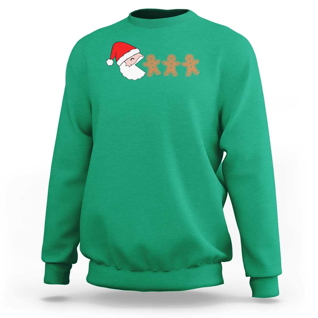 Funny Christmas Sweatshirt Santa Eating Gingerbread Men Gamer Men Women Kids - Wonder Print Shop
