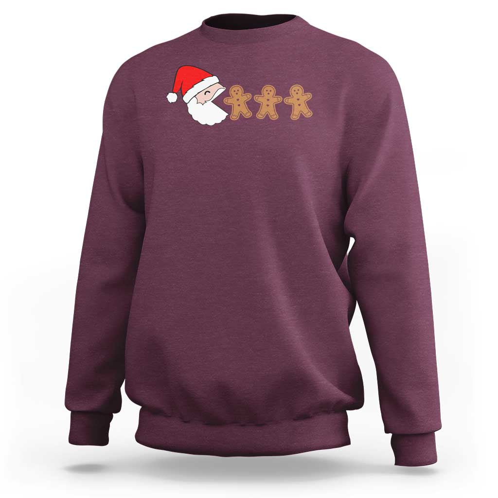 Funny Christmas Sweatshirt Santa Eating Gingerbread Men Gamer Men Women Kids - Wonder Print Shop