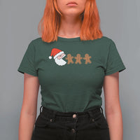 Funny Christmas T Shirt For Women Santa Eating Gingerbread Men Gamer Men Women Kids - Wonder Print Shop