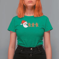 Funny Christmas T Shirt For Women Santa Eating Gingerbread Men Gamer Men Women Kids - Wonder Print Shop
