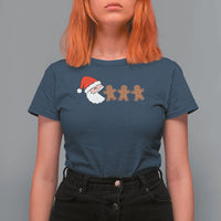 Funny Christmas T Shirt For Women Santa Eating Gingerbread Men Gamer Men Women Kids - Wonder Print Shop