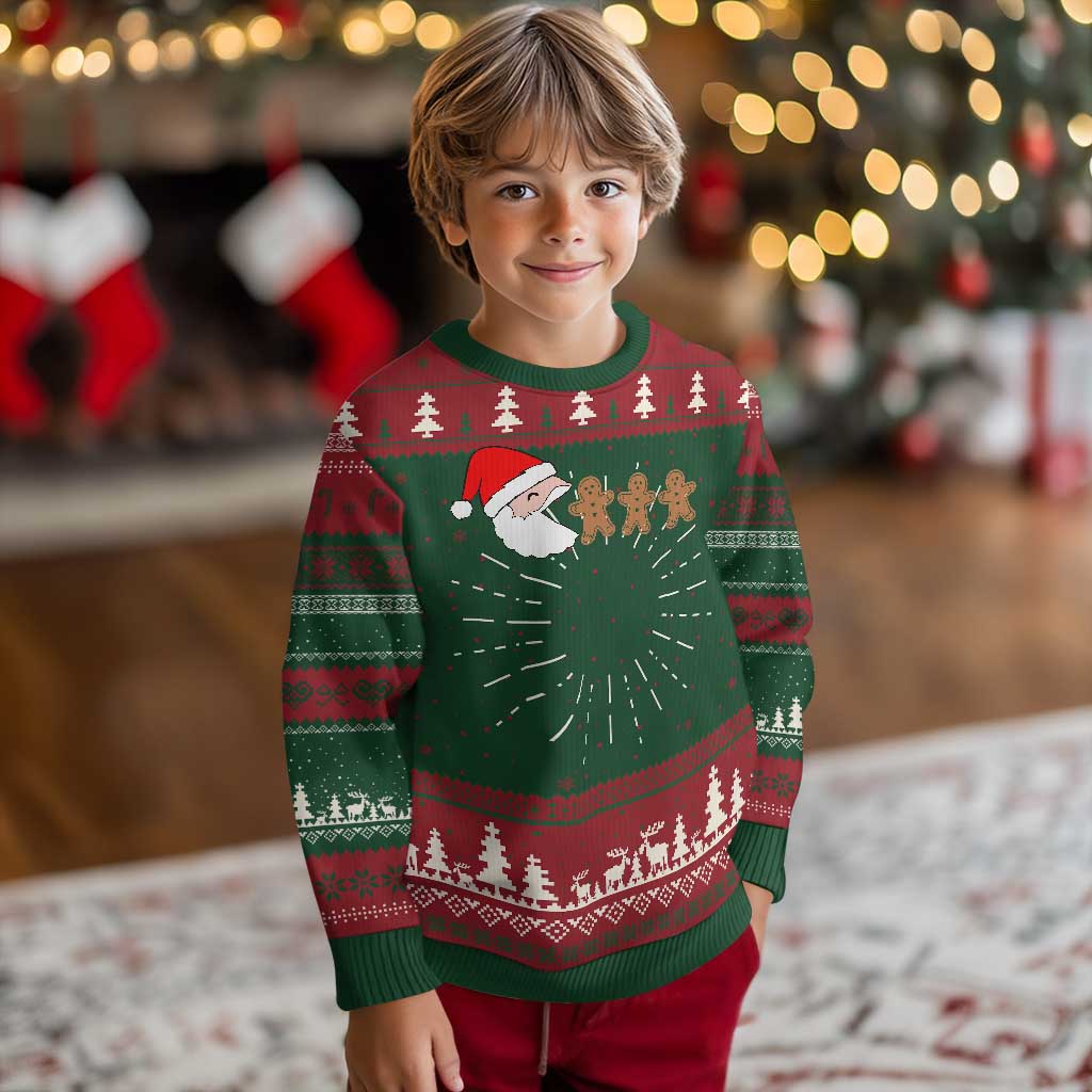 Funny Ugly Christmas Sweater Santa Eating Gingerbread Men Gamer Men Women Kids - Wonder Print Shop